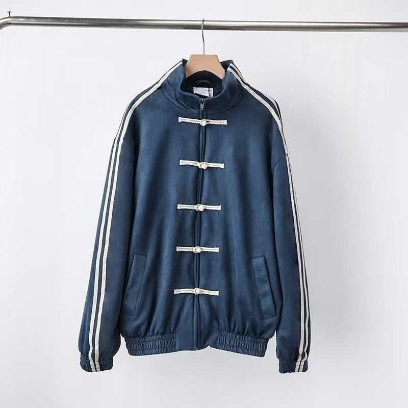 T588-869  Chinese style stand up collar buttoned jacket loose jacket