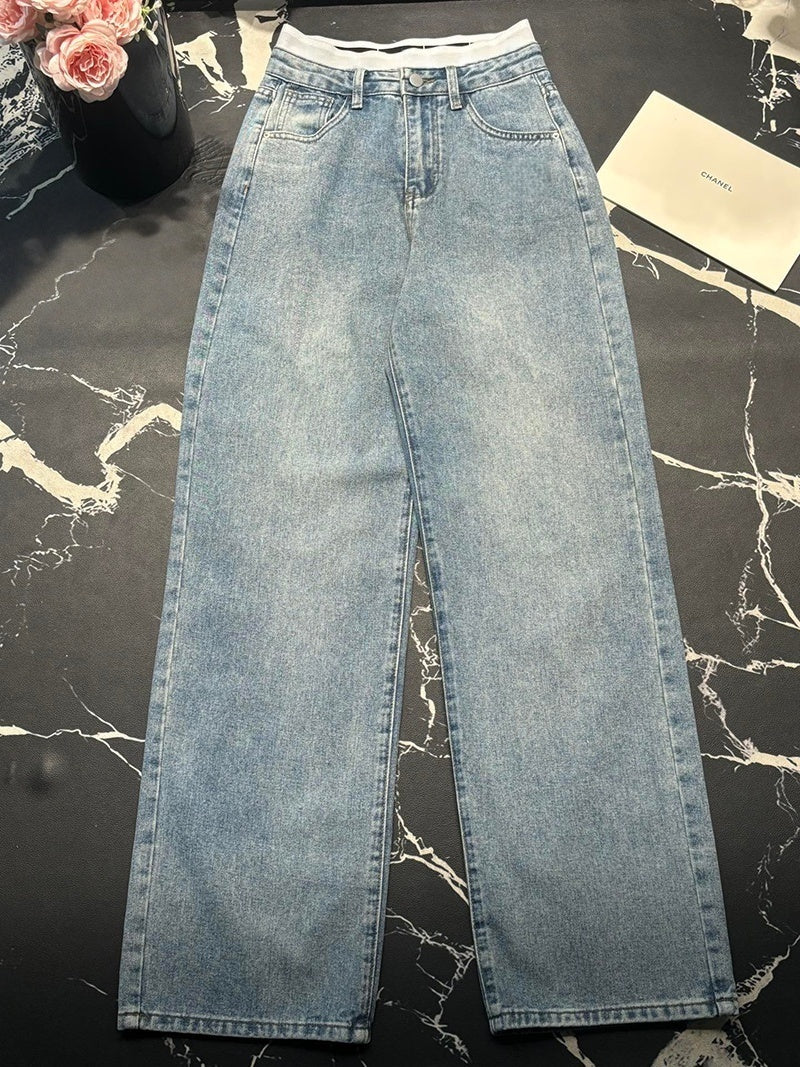 T588-853 High waisted, loose and wide leg new jeans